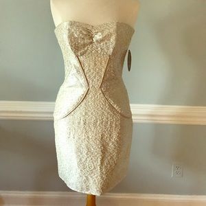 Kirribilla gold metallic strapless cocktail dress